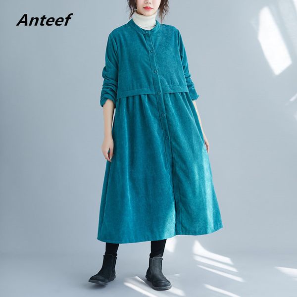 long sleeve corduroy plus size vintage women casual loose autumn winter dress elegant clothes ladies dresses 201125, Black;gray
long sleeve corduroy plus size vintage women casual loose autumn winter dress elegant clothes ladies dresses 201125, Black;gray