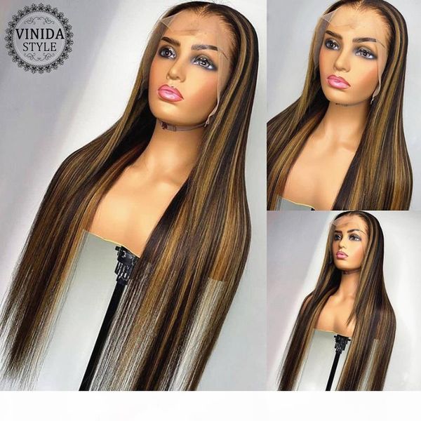 vinida style highlight straight t-part lace front human hair wigs 150% density scalp closure wigs with baby hair non-remy, Black;brown 
vinida style highlight straight t-part lace front human hair wigs 150% density scalp closure wigs with baby hair non-remy, Black;brown