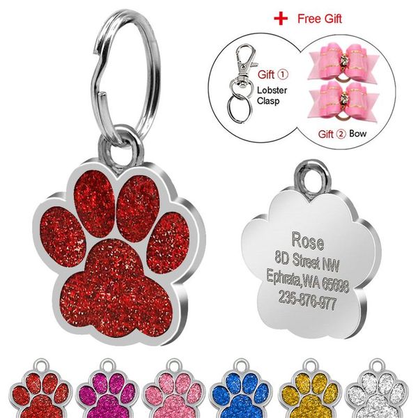stainless steel glitter paw pet id tags custom personalized tag for small dogs and cats engraved and hair b wmtypl 
stainless steel glitter paw pet id tags custom personalized tag for small dogs and cats engraved and hair b wmtypl
