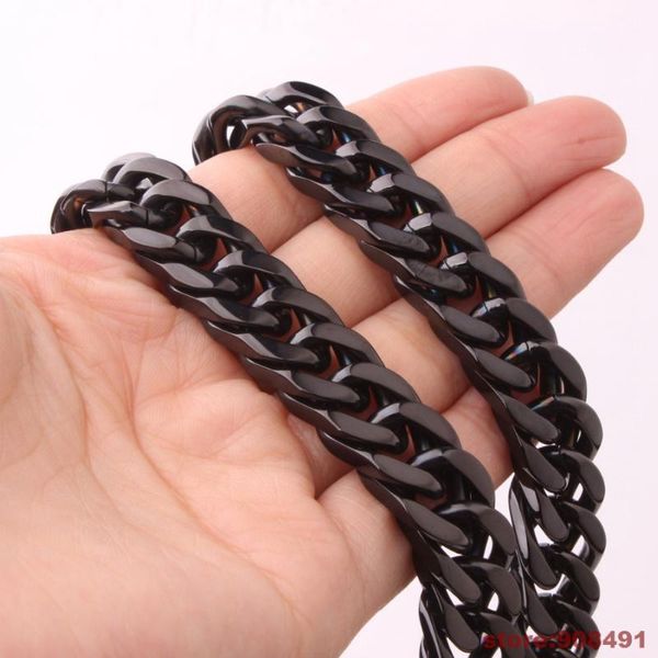 15mm heavy wide chain mens black color stainless steel double link curb chain necklace 18"-40, Silver
15mm heavy wide chain mens black color stainless steel double link curb chain necklace 18"-40, Silver