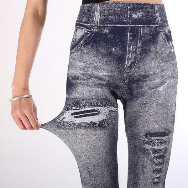 women's leggings women imitation jeans casual stretchy slim fitness female autumn winter do old high waist pencil pants, Black
women's leggings women imitation jeans casual stretchy slim fitness female autumn winter do old high waist pencil pants, Black