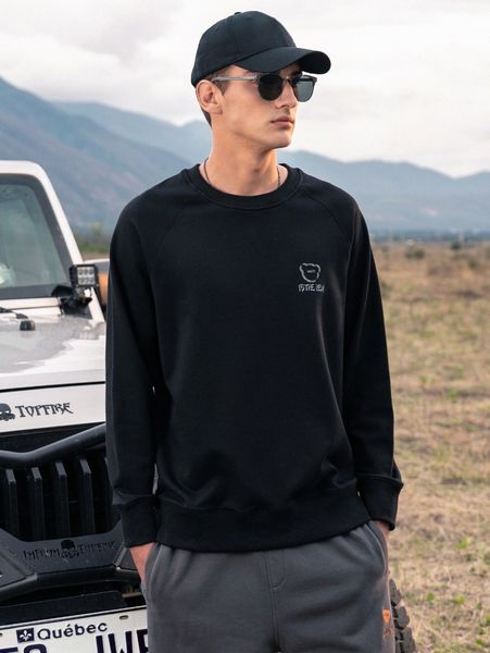 men slogan & bear pullover x9rz#, Black
men slogan & bear pullover x9rz#, Black