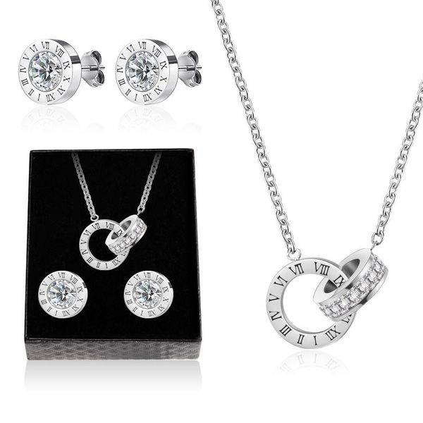 vcorm luxury roman numeral necklace earrings set for women fashion stainless steel crystal stud earring wedding jewelry gift box, Golden;silver
vcorm luxury roman numeral necklace earrings set for women fashion stainless steel crystal stud earring wedding jewelry gift box, Golden;silver