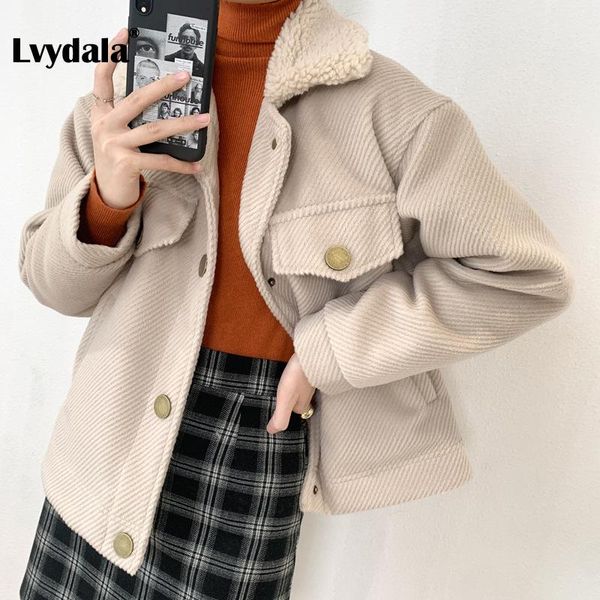 lvydala 2020 autumn & spring fashion ladies' cute lambswool collar woolen blends coat jacket, Black;brown
lvydala 2020 autumn & spring fashion ladies' cute lambswool collar woolen blends coat jacket, Black;brown
