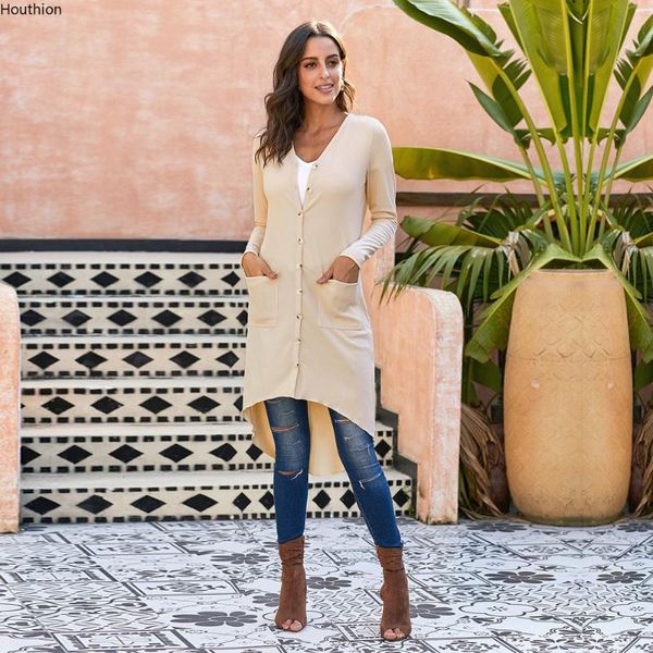 houthion women's sweater fashion autumn and winter temperament v-neck cardigan solid color long single-breasted knitted sweater, White
houthion women's sweater fashion autumn and winter temperament v-neck cardigan solid color long single-breasted knitted sweater, White