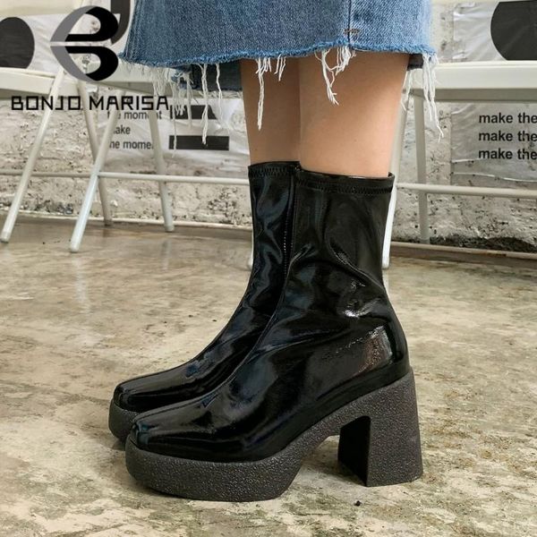 bonjomarisa female platform high heels ankle boots stylish desig solid patent pu square toe boots women autumn shoes woman, Black
bonjomarisa female platform high heels ankle boots stylish desig solid patent pu square toe boots women autumn shoes woman, Black