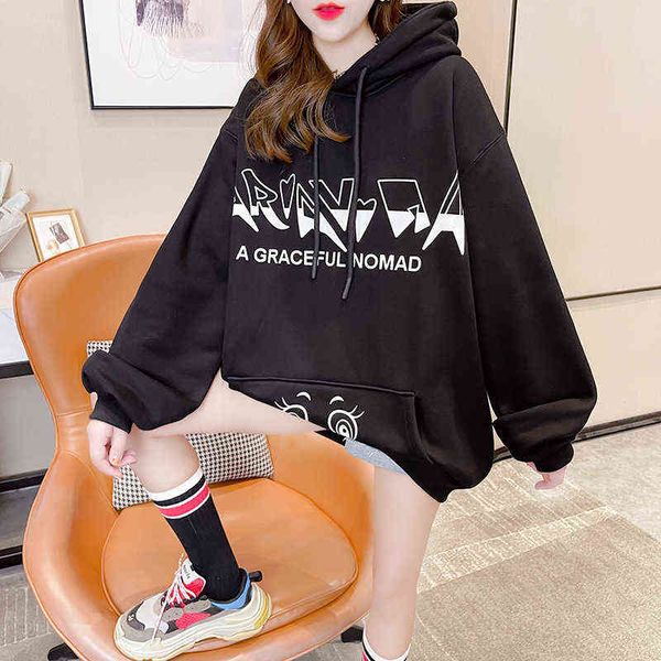 women's hoodi sweatshirts 2022 winter korean loose large letter printed kangaroo pocket thickened plush drawcord hooded women's sw, Black
women's hoodi sweatshirts 2022 winter korean loose large letter printed kangaroo pocket thickened plush drawcord hooded women's sw, Black