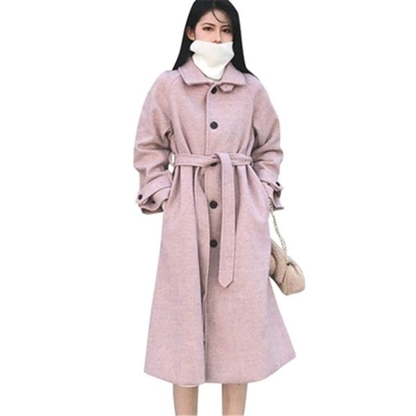 women coat women's woolen overcoat single breasted wool coats winter belt loose ladies long coatj999, Black
women coat women's woolen overcoat single breasted wool coats winter belt loose ladies long coatj999, Black
