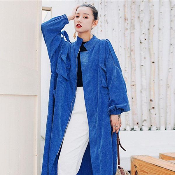 new high-quality blue corduroy trench coat women 2020 spring long loose vintage drawstring waist windbreaker ladies casual coat1, Tan;black
new high-quality blue corduroy trench coat women 2020 spring long loose vintage drawstring waist windbreaker ladies casual coat1, Tan;black