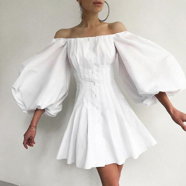 elegant upper waist puff female 2021 white off shoulder black button down party mini dress p2151 szjx, Black;gray
elegant upper waist puff female 2021 white off shoulder black button down party mini dress p2151 szjx, Black;gray