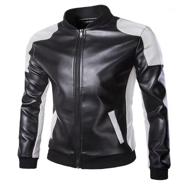 men motorcycle leather jacket stand collar black white mixed color leather coats retro zippers faux jacket male 5xl1
men motorcycle leather jacket stand collar black white mixed color leather coats retro zippers faux jacket male 5xl1