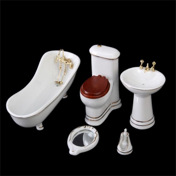 5pcs 1/12 dollhouse miniature white porcelain bathroom bathtub toilet set kit model y200428
5pcs 1/12 dollhouse miniature white porcelain bathroom bathtub toilet set kit model y200428