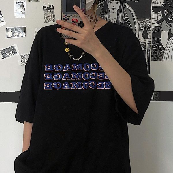 korean harajuku vintage aesthetic gothic punk women short sleeve o-neck summer letter print oversize black clothes, White
korean harajuku vintage aesthetic gothic punk women short sleeve o-neck summer letter print oversize black clothes, White