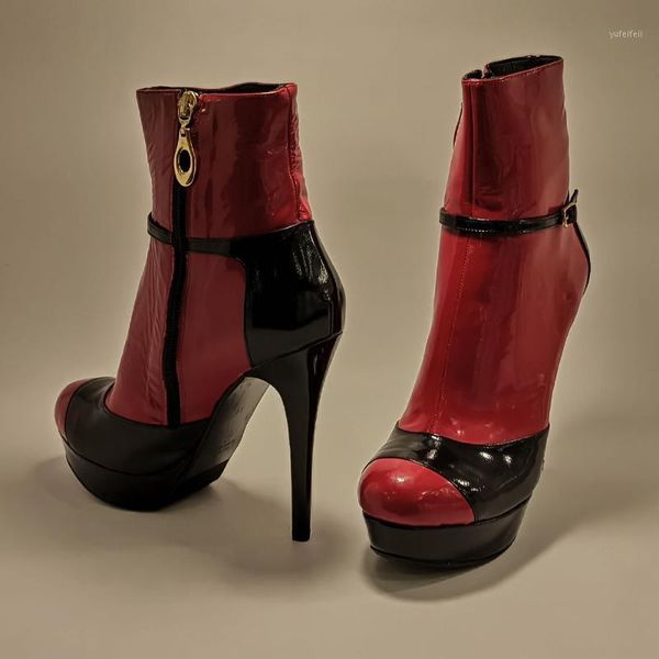 women red patent leather winter autumn boots genuine leather comfortable platform base high heels stylish design shoes female1, Black
women red patent leather winter autumn boots genuine leather comfortable platform base high heels stylish design shoes female1, Black