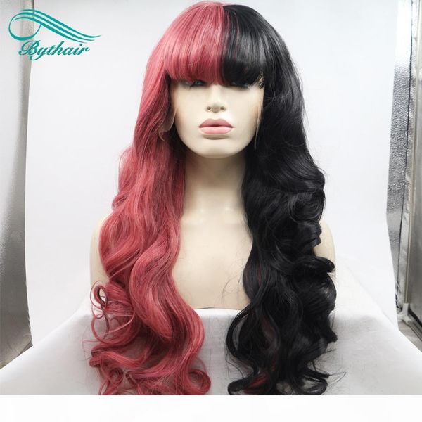 bythairshop half red half black wigs with bangs heat resistant fiber body wave new style synthetic lace front wigs for cosplay party
bythairshop half red half black wigs with bangs heat resistant fiber body wave new style synthetic lace front wigs for cosplay party