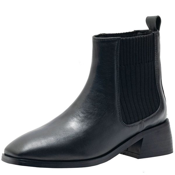 new vintage square toe shoes woman genuine leather thick heels ankle elastic band 2021 autumn winter party working boots boot 8bpg, Black 
new vintage square toe shoes woman genuine leather thick heels ankle elastic band 2021 autumn winter party working boots boot 8bpg, Black