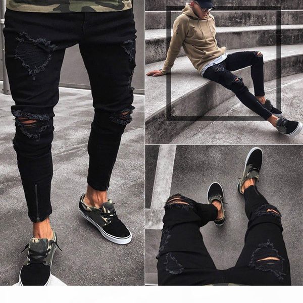 new ripped jeans for men slim biker zipper denim skinny frayed pants distressed rip trousers black jeans drop shipping, Blue
new ripped jeans for men slim biker zipper denim skinny frayed pants distressed rip trousers black jeans drop shipping, Blue