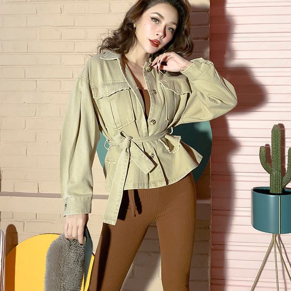 2021 new safari-style ginger-colored denim waistcoat waistband long-sleeve shirt women's blouses 3f2b, White
2021 new safari-style ginger-colored denim waistcoat waistband long-sleeve shirt women's blouses 3f2b, White