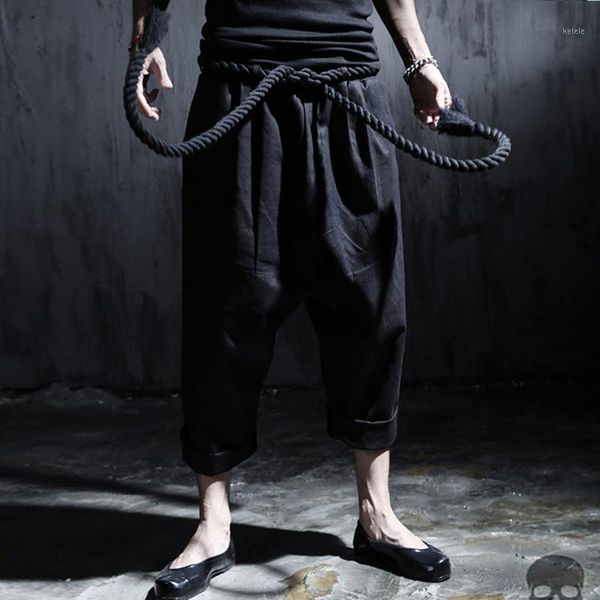 men linen casual pant rope belt punk rock big crotch pants male ankle length trousers street fashion vintage harem pant,q871, Black
men linen casual pant rope belt punk rock big crotch pants male ankle length trousers street fashion vintage harem pant,q871, Black