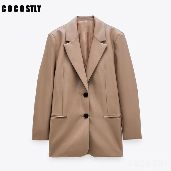 new autumn blazer women coat vintage faux leather jackets coat chic pockets elegant blazer outwear female office ladies suit, White;black
new autumn blazer women coat vintage faux leather jackets coat chic pockets elegant blazer outwear female office ladies suit, White;black