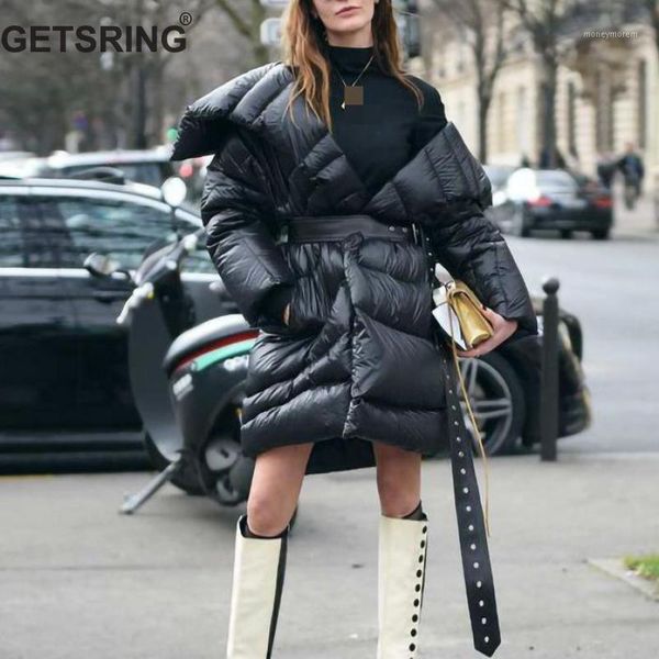women's down & parkas getsring women coat irregular duck jacket long sleeve belt winter 20211, Black
women's down & parkas getsring women coat irregular duck jacket long sleeve belt winter 20211, Black
