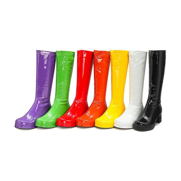 patent leather winter women's shoes square heel high boots fashion platform boots knee high school ladies round toe, Black
patent leather winter women's shoes square heel high boots fashion platform boots knee high school ladies round toe, Black
