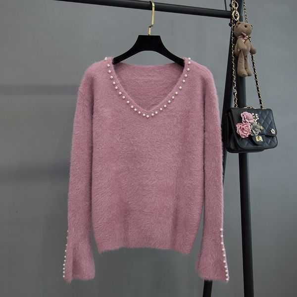 2021 new artificial mink cashmere pearl v-neck sweater women spring autumn pullover jumper pull femme hiver streetwear sweaters mrk0, White;black
2021 new artificial mink cashmere pearl v-neck sweater women spring autumn pullover jumper pull femme hiver streetwear sweaters mrk0, White;black