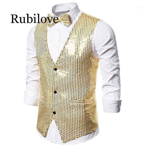 shiny gold sequin glitter men vest with bowtie slim fit nightclub prom vest waistcoat men stage singer vests gilet homme costume1, Black;white
shiny gold sequin glitter men vest with bowtie slim fit nightclub prom vest waistcoat men stage singer vests gilet homme costume1, Black;white