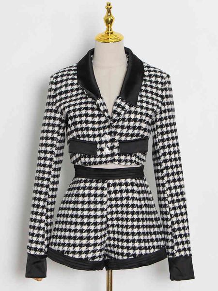 women's two piece pants twotwinstyle casual set women notched collar long sleeve high waist shorts gingham colorblock sets female clot, White
women's two piece pants twotwinstyle casual set women notched collar long sleeve high waist shorts gingham colorblock sets female clot, White
