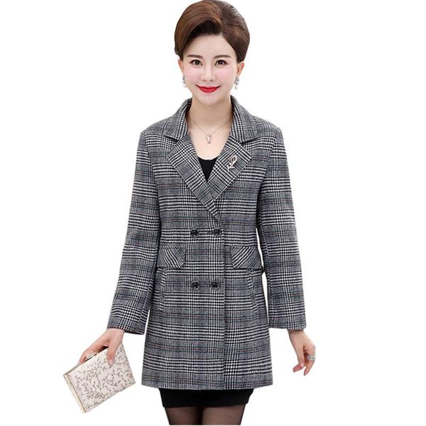 women's wool & blends middle-aged spring autumn plaid woolen coat 2021 mother long-sleeved suit collar jacket plus size female casual, Black
women's wool & blends middle-aged spring autumn plaid woolen coat 2021 mother long-sleeved suit collar jacket plus size female casual, Black
