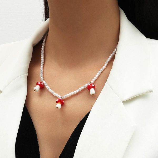 pendant necklaces trendy beaded white pearl for women girls cute red ceramics mushroom necklace ladies party jewelry gift, Silver
pendant necklaces trendy beaded white pearl for women girls cute red ceramics mushroom necklace ladies party jewelry gift, Silver