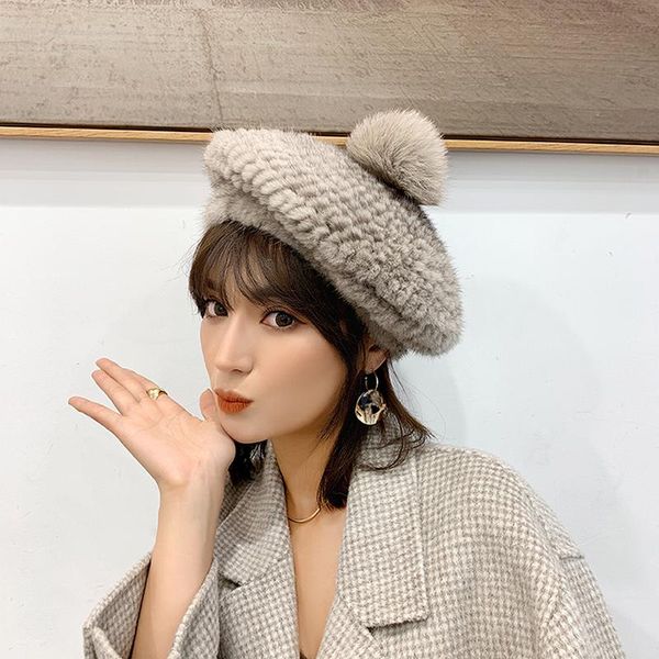 berets zdfurs * women's beret hats fashion knitted beanies with fur ball girl winter warm caps ear protector casual, Blue;gray
berets zdfurs * women's beret hats fashion knitted beanies with fur ball girl winter warm caps ear protector casual, Blue;gray