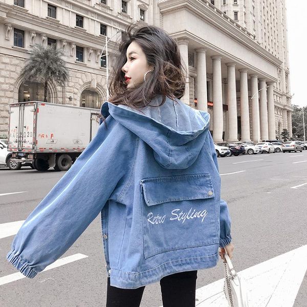 2020 autumn winter loose denim jacket women long sleeve embroidery hooded jeans jackets coat dames jassen chaqueta de mujer, Black;brown
2020 autumn winter loose denim jacket women long sleeve embroidery hooded jeans jackets coat dames jassen chaqueta de mujer, Black;brown