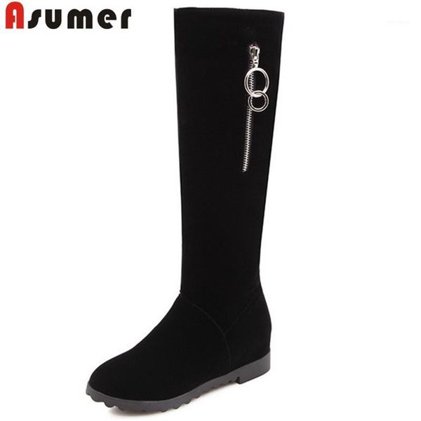 asumer black fashion autumn winter boots women round toe zip flock knee high boots height increasing ladies prom1
asumer black fashion autumn winter boots women round toe zip flock knee high boots height increasing ladies prom1
