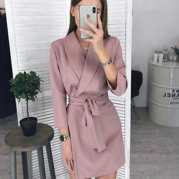 dress 2020 spring/summer european and american burst women's long-sleeved solid-color suit collar fashion belt temperament short, Black;gray
dress 2020 spring/summer european and american burst women's long-sleeved solid-color suit collar fashion belt temperament short, Black;gray