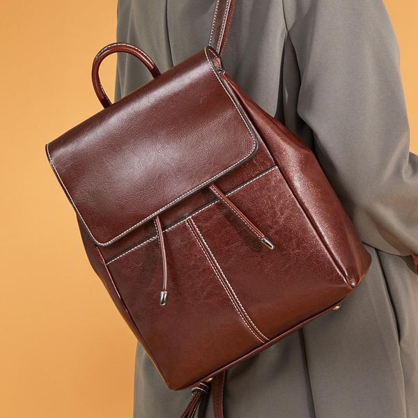 retro fashion lady's backpack oil-wax cowhide shoulder bag casual female travel bag big capacity women
retro fashion lady's backpack oil-wax cowhide shoulder bag casual female travel bag big capacity women