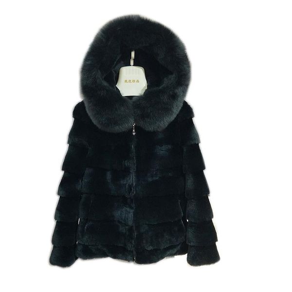 women real rex fur coat overcoat hooded long style striped winter thick jacket collar kg-666, Black
women real rex fur coat overcoat hooded long style striped winter thick jacket collar kg-666, Black