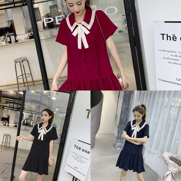 chiffon short sleeve dress women's new summer 2019 korean dress dressdoll dressloose doll neck lace up mid long pleated skirt ko9tl, Black;gray
chiffon short sleeve dress women's new summer 2019 korean dress dressdoll dressloose doll neck lace up mid long pleated skirt ko9tl, Black;gray