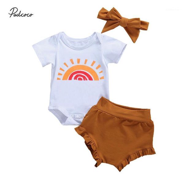 3pcs fashionable baby girl outfit sweet style summer short sleeve round collar rainbow romper + solid lace shorts + headwear set1, White
3pcs fashionable baby girl outfit sweet style summer short sleeve round collar rainbow romper + solid lace shorts + headwear set1, White