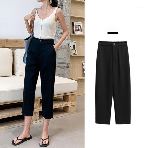 women's pants & capris straight-leg female office lady summer thin section slim high-waisted small cropped trousers pants1, Black;white
women's pants & capris straight-leg female office lady summer thin section slim high-waisted small cropped trousers pants1, Black;white