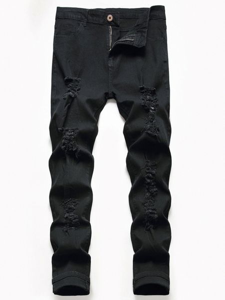 romwe guys ripped skinny jeans 71vv#, Blue