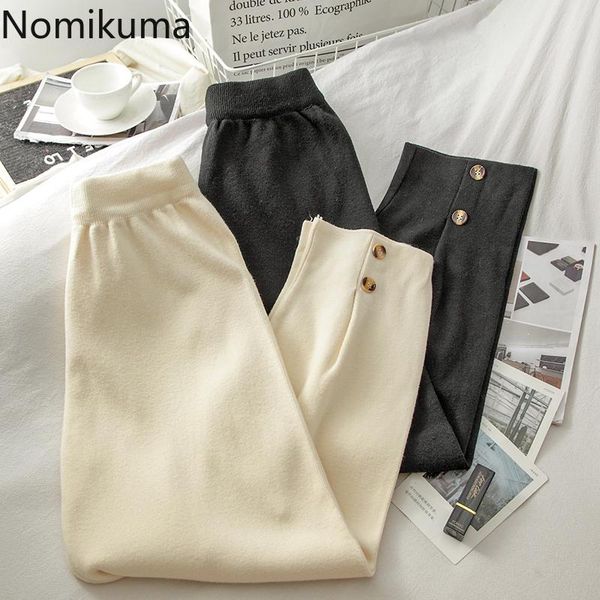 women's pants & capris nomikuma knitted buttons harem causal stretch high waist ankle-length trousers 2021 spring women sweater 6e105, Black;white
women's pants & capris nomikuma knitted buttons harem causal stretch high waist ankle-length trousers 2021 spring women sweater 6e105, Black;white