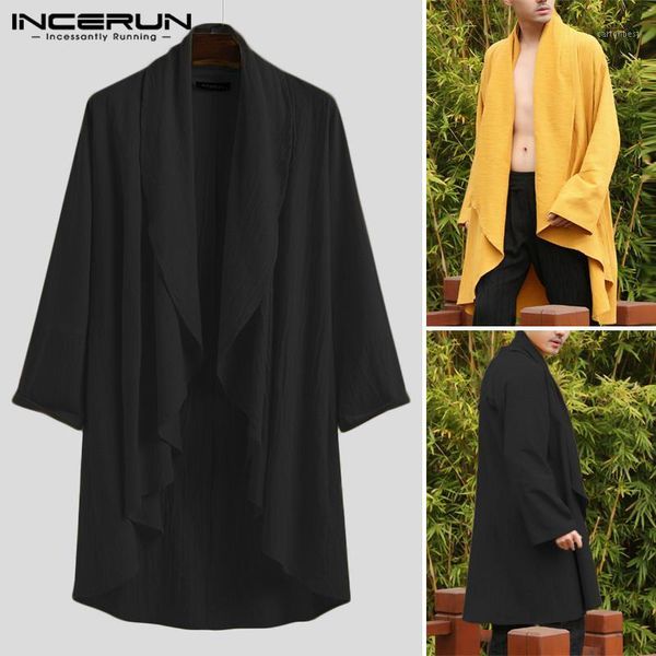 men's trench coats vintage loose mens long style outer clothing incerun leisure solid color cardigan men sleeve open stitch s-5xl1, Tan;black
men's trench coats vintage loose mens long style outer clothing incerun leisure solid color cardigan men sleeve open stitch s-5xl1, Tan;black