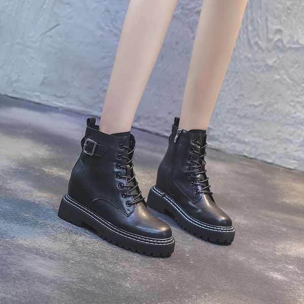 boots fire women's korean version of all-around show thin short boots, leather increased bare, Black
boots fire women's korean version of all-around show thin short boots, leather increased bare, Black