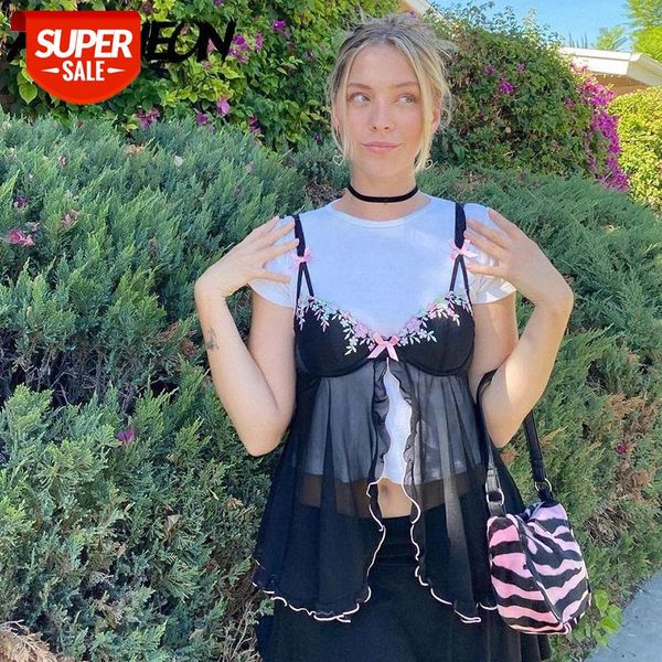 allneon y2k fashion deep v-neck transparents floral mesh cami e-girl vintage spaghetti strap slim ruffles black sweet #pw85, White
allneon y2k fashion deep v-neck transparents floral mesh cami e-girl vintage spaghetti strap slim ruffles black sweet #pw85, White
