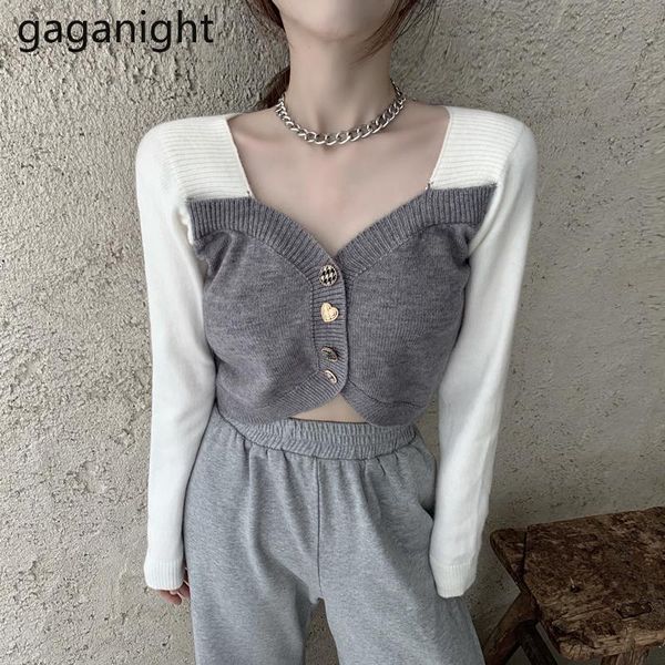women's sweaters gaganight chic patchwork women sweater long sleeve v neck knit spring autumn single breasted pullvoer girls pull, White;black
women's sweaters gaganight chic patchwork women sweater long sleeve v neck knit spring autumn single breasted pullvoer girls pull, White;black