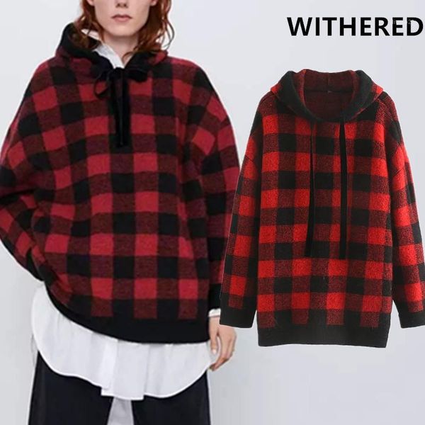 women's hoodies & sweatshirts withered winter women england preppy style vintage plaid oversize knitting hooded sweatshirt pullovers ho, Black
women's hoodies & sweatshirts withered winter women england preppy style vintage plaid oversize knitting hooded sweatshirt pullovers ho, Black