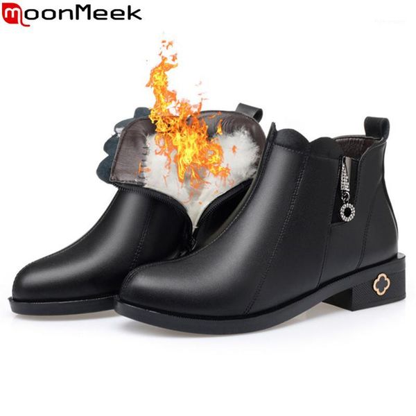 boots moonmeek 2021 ankle women round toe genuine leather wine red low heels keep warm sheep wool ladies snow1, Black
boots moonmeek 2021 ankle women round toe genuine leather wine red low heels keep warm sheep wool ladies snow1, Black