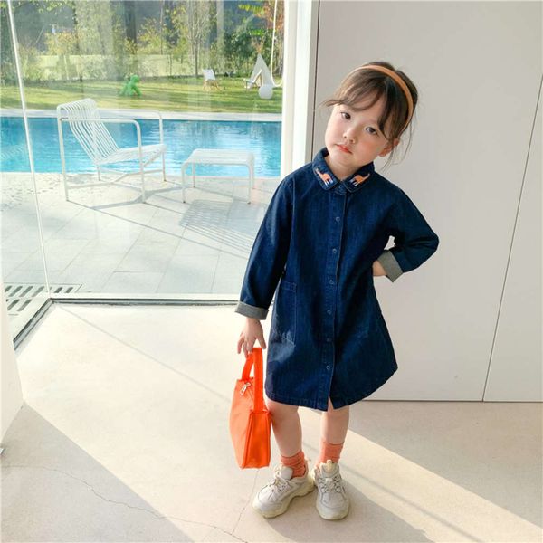 girls' denim spring 2021 foreign sle embroidered doll collar children's drs fashionable girl's skirt q229byq2, Red;yellow
girls' denim spring 2021 foreign sle embroidered doll collar children's drs fashionable girl's skirt q229byq2, Red;yellow
