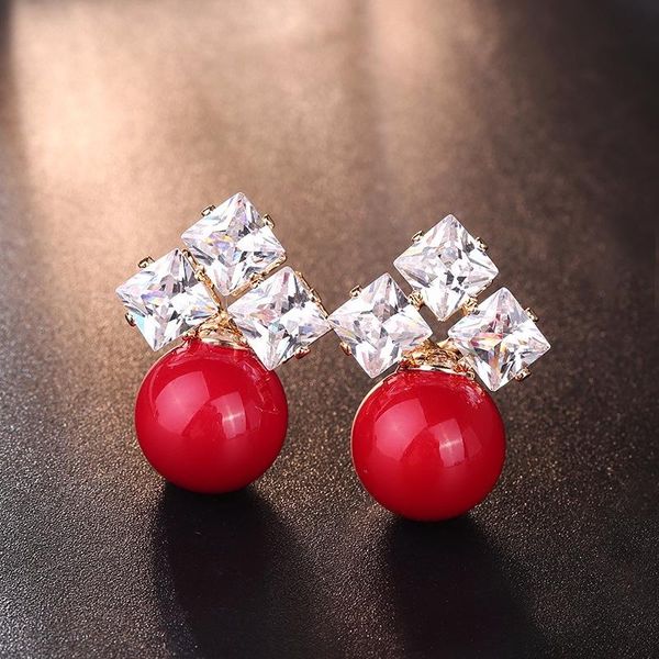 stud red pearl earrings 2021 korean elegant fashion temperament super flash women, Golden;silver
stud red pearl earrings 2021 korean elegant fashion temperament super flash women, Golden;silver